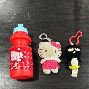 Hello Kitty Red Water Bottle and Plush Toy Set